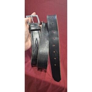 Black Leather Belt  43-53" Thick Supple Leather Western Biker Distressed EUC